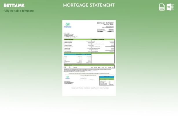 Модерен стил шаблон за извод за хипотека од банка Monese во Германија